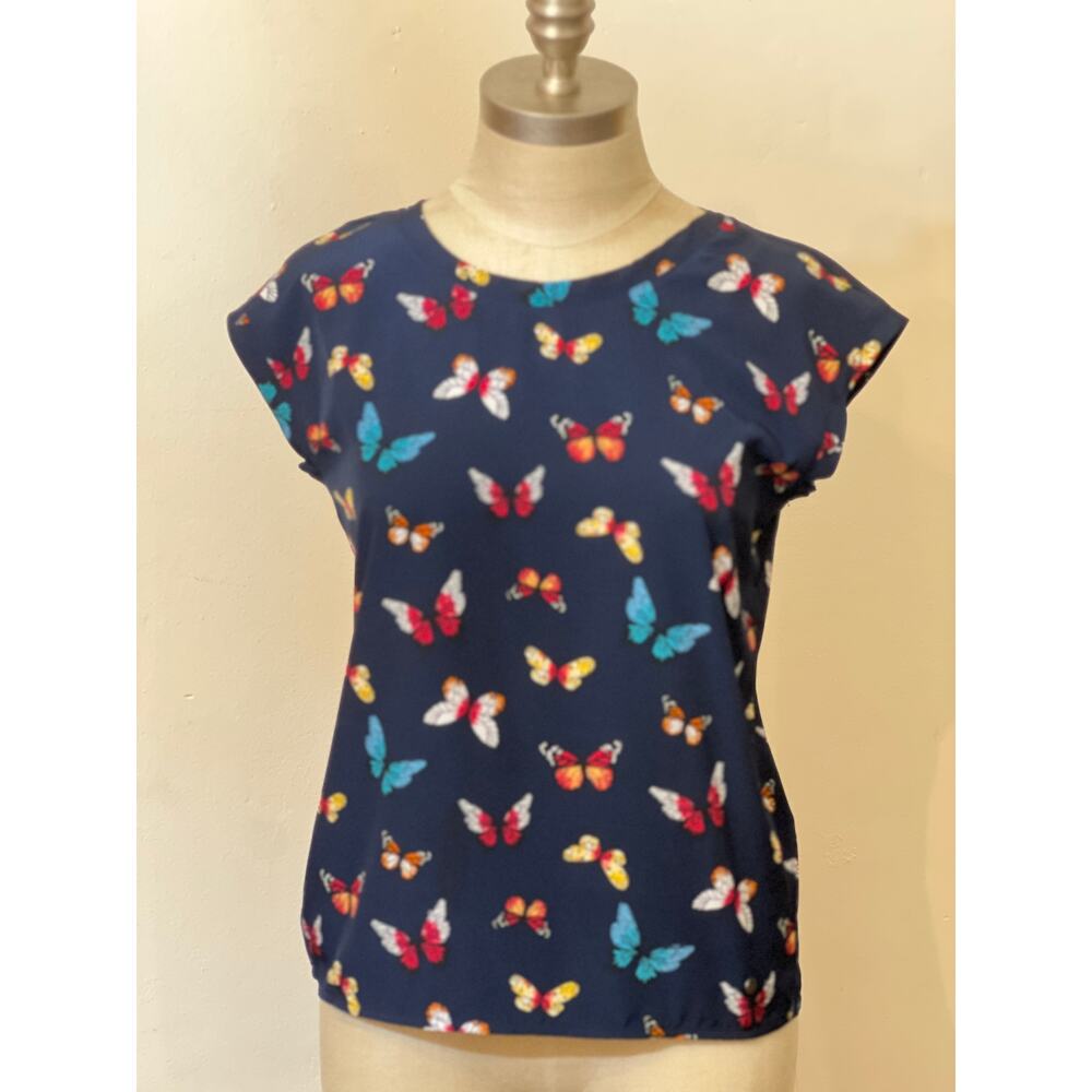 Abercrombie & Fitch Women's Blue Butterfly Blouse, XS